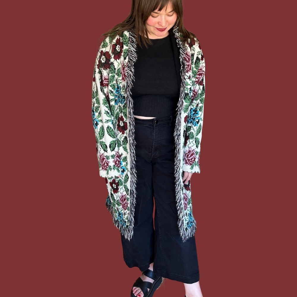 Anthropologie Floral Carpet Cardigan
